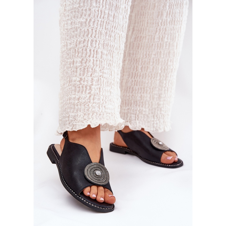 S.Barski Kiiltävät naisten sandaalit koristeelliset yksityiskohdat S. Barski Kv51-012 Musta 2