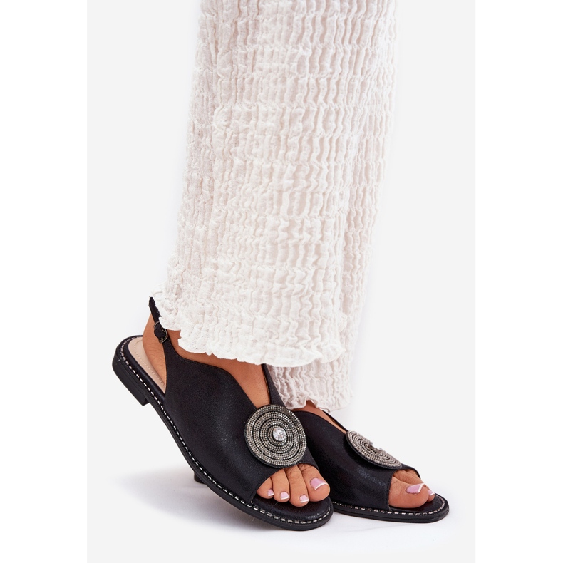 S.Barski Kiiltävät naisten sandaalit koristeelliset yksityiskohdat S. Barski Kv51-012 Musta 1