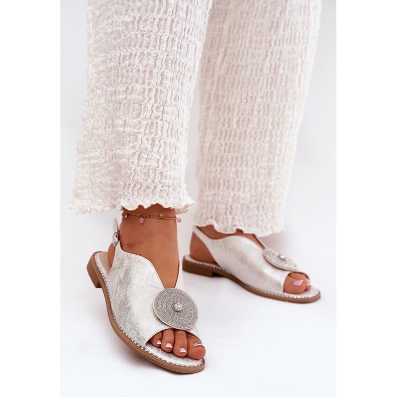 S.Barski Kiiltävät naisten sandaalit koristeelliset yksityiskohdat S. Barski KV51-012 Hopea 2