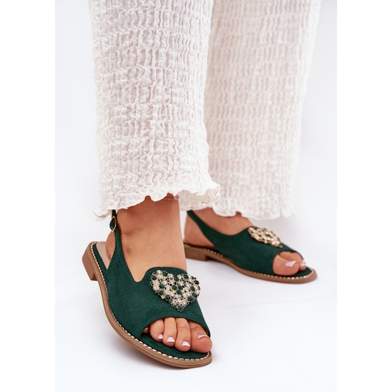 S.Barski Naisten sandaalit koristeellisella sydämellä S. Barski KV27-018 Green vihreä 2