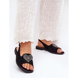 S.Barski Naisten sandaalit koristeellisella sydämellä S. Barski KV27-018 Musta 2