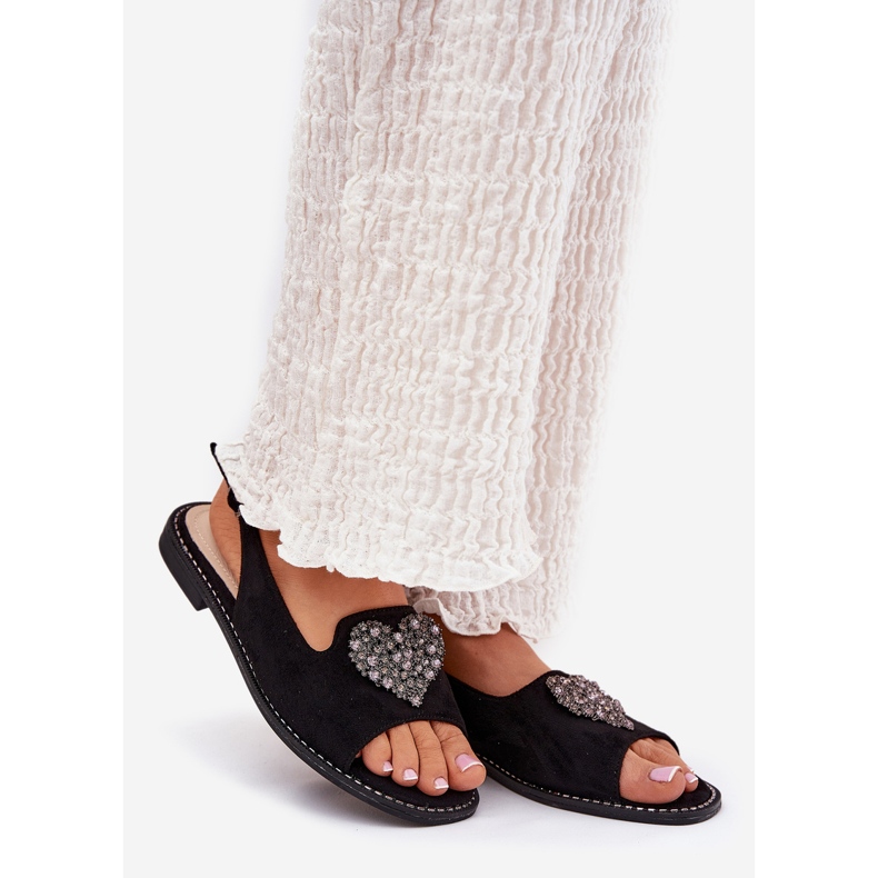 S.Barski Naisten sandaalit koristeellisella sydämellä S. Barski KV27-018 Musta 1