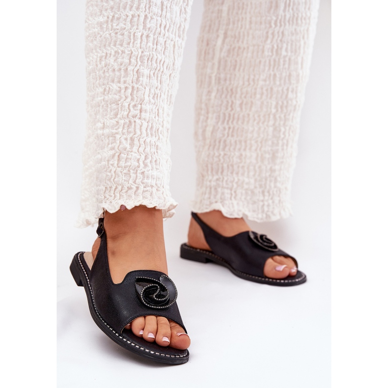 S.Barski Kiiltävät naisten sandaalit koristeella S. Barski KV51-006 Musta 2