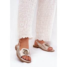 S.Barski Kiiltävät naisten sandaalit koristeella S. Barski KV51-006 -kultaa kultainen 2