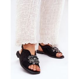 S.Barski Litteäkorkoiset naisten sandaalit koristeella S. Barski KV27-001 Musta 2