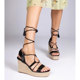 Mustat sandaalit EspAdrilles kiilalla 3