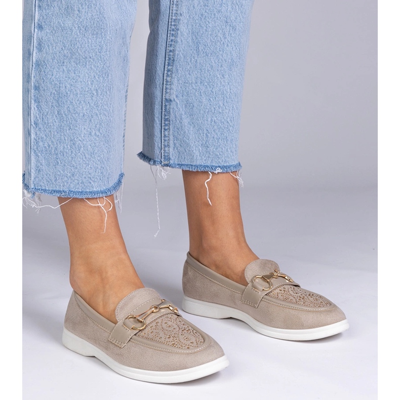 Kermaiset mokkasiinit Ekozamszista zirkonilla kermainen 1