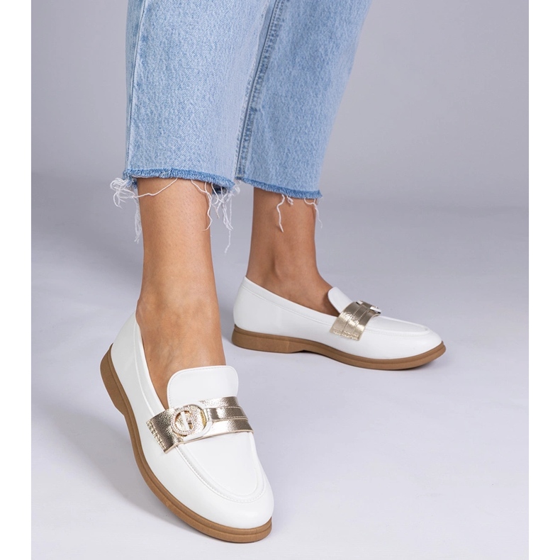 Valkoiset ekosse -mokkasiinit zirkonilla valkoinen 1