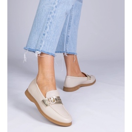 Beige Eco -Leather Leafers zirkonilla 1