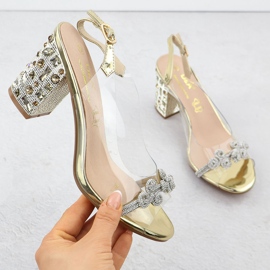 S.Barski Läpinäkyvät naisten sandaalit zirkoneilla Złote S. Barski MR51-705 kultainen 1