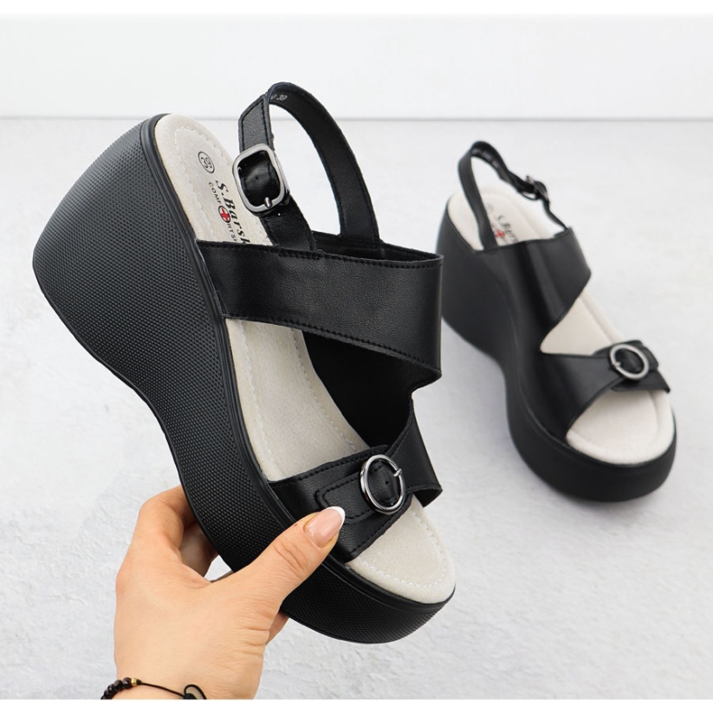 S.Barski Nahkakiilan sandaalit Black S. Barski LR51-540 musta 1