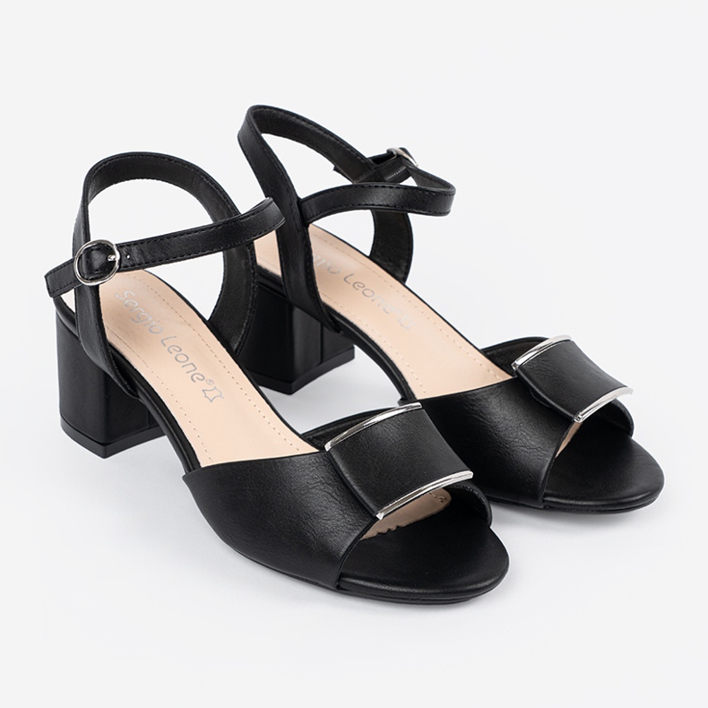 Sergio Leone Sandaalit naisten pylväällä, jolla on ulkokorko musta 1