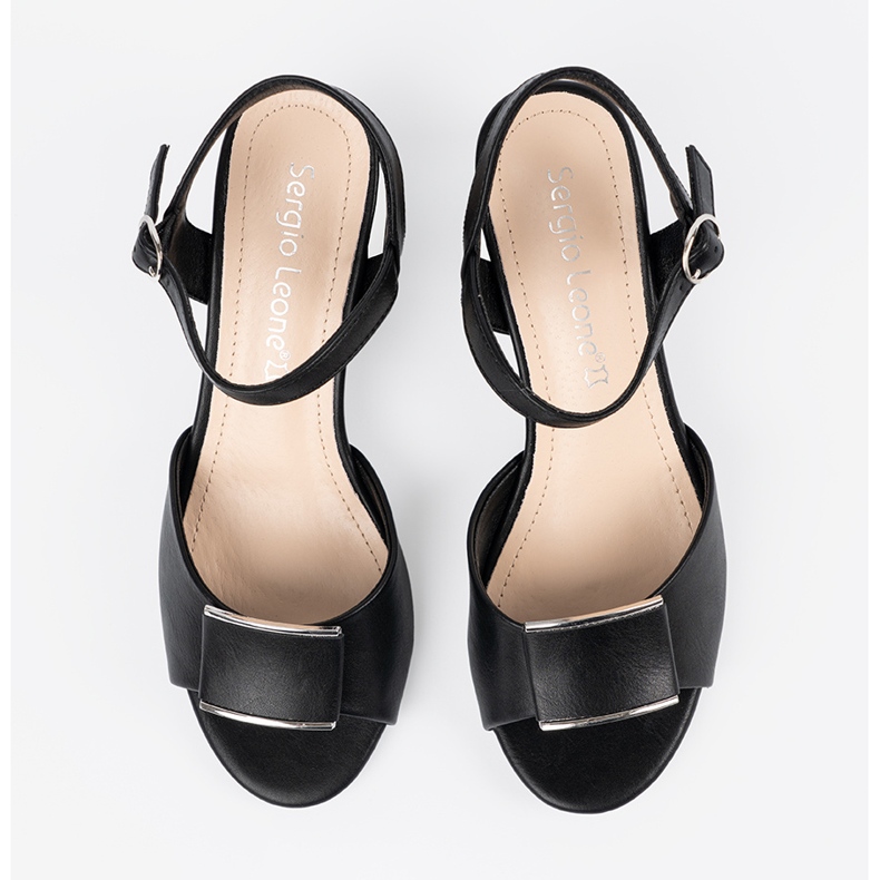 Sergio Leone Sandaalit naisten pylväällä, jolla on ulkokorko musta 2