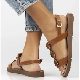 Filippo Naisten litteät nahkaiset sandaalit obacs ds6885/25 ruskea 2