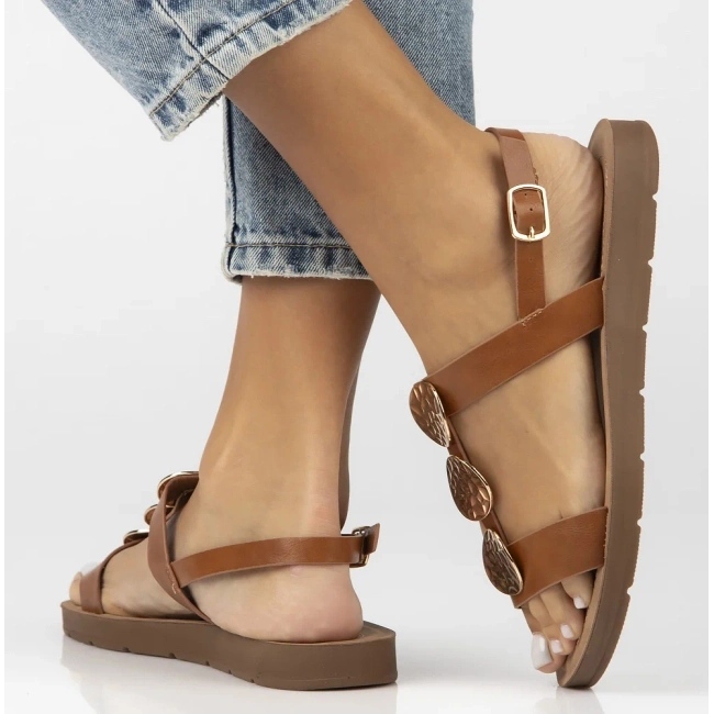 Filippo Naisten litteät nahkaiset sandaalit obacs ds6885/25 ruskea 2