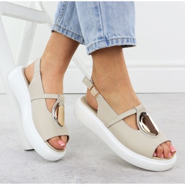 Naisten nahka sandaalit laiturilla beige s.barski gr51-603 4