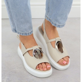 Naisten nahka sandaalit laiturilla beige s.barski gr51-603 6