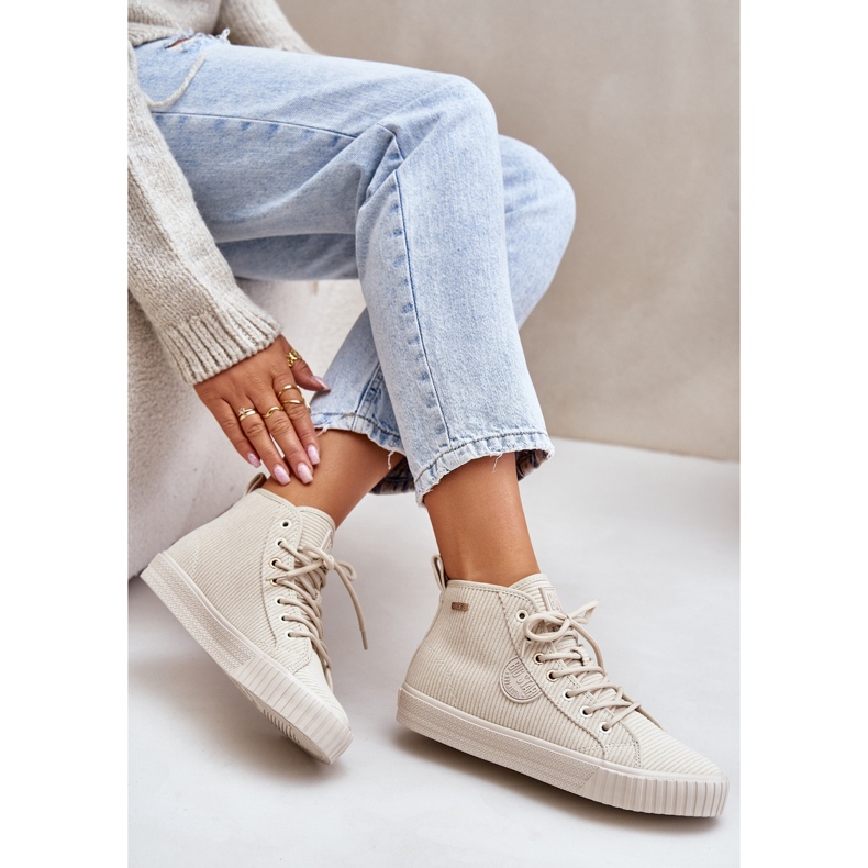 Eristetty vakosametin naisten lenkkarit Big Star OO274771 Hi-Polish Beige -järjestelmä 2