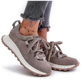 Naisten mokkanahkaiset tennarit, joissa paksu nauhoitus Artiker 54C1465 harmaa 8