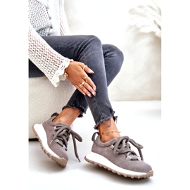 Naisten mokkanahkaiset tennarit, joissa paksu nauhoitus Artiker 54C1465 harmaa 5