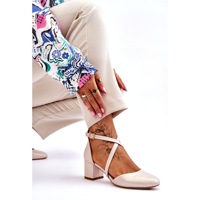 Sergio Leone korkeakorkoiset pumput SK824 Pearl beige 4