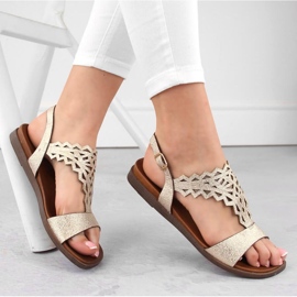 Sergio Leone W SK445 kultaiset harjakattoiset litteät sandaalit kultainen 1