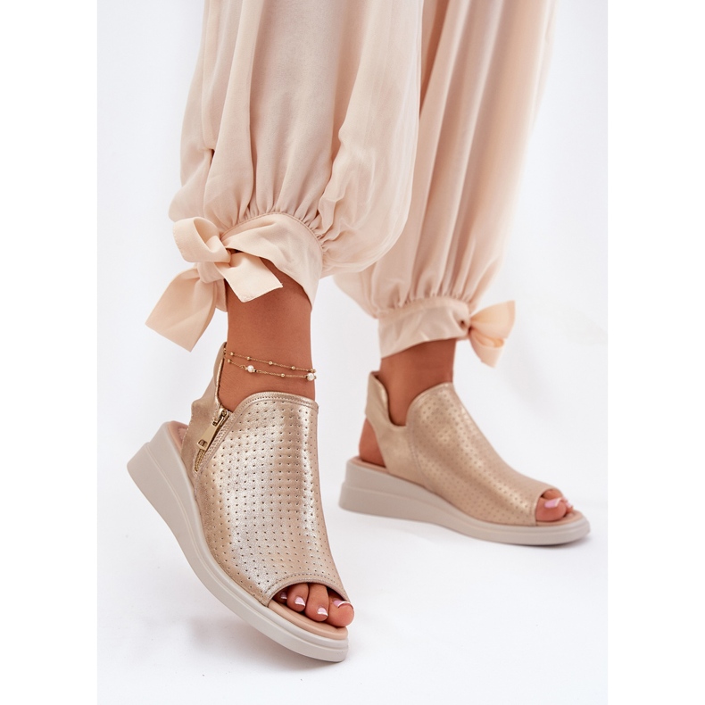 Jezzi Naisten Golden Wedge -sandaalit kultainen 2