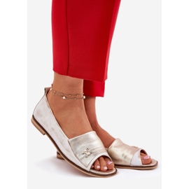 Nahka tyylikäs balleriinit paljain sormilla Zazoo 1865 Zloty Wiped kultainen 1