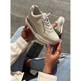 Naisten nahka -lenkkarit Big Star RR274A334 Beige -alustalla 2