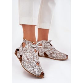 Kuvioitu nahka Maciejka Boots 03426-46 Valkoinen ja beige 2