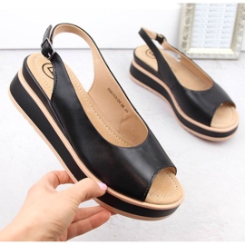 Filippo W PAW533 mustat nahkaiset alustasandaalit 1