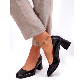 Nahkainen lakattu naisten pumput Vinceza 91130: lla Black Post musta 3