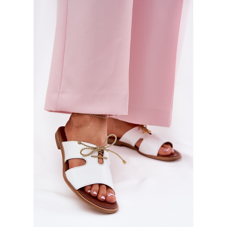 Naisten nahkainen flip flops zazoo 3022 valkoinen 2