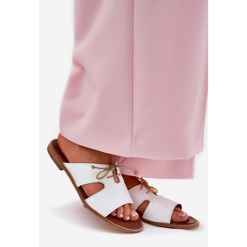 Naisten nahkainen flip flops zazoo 3022 valkoinen 1