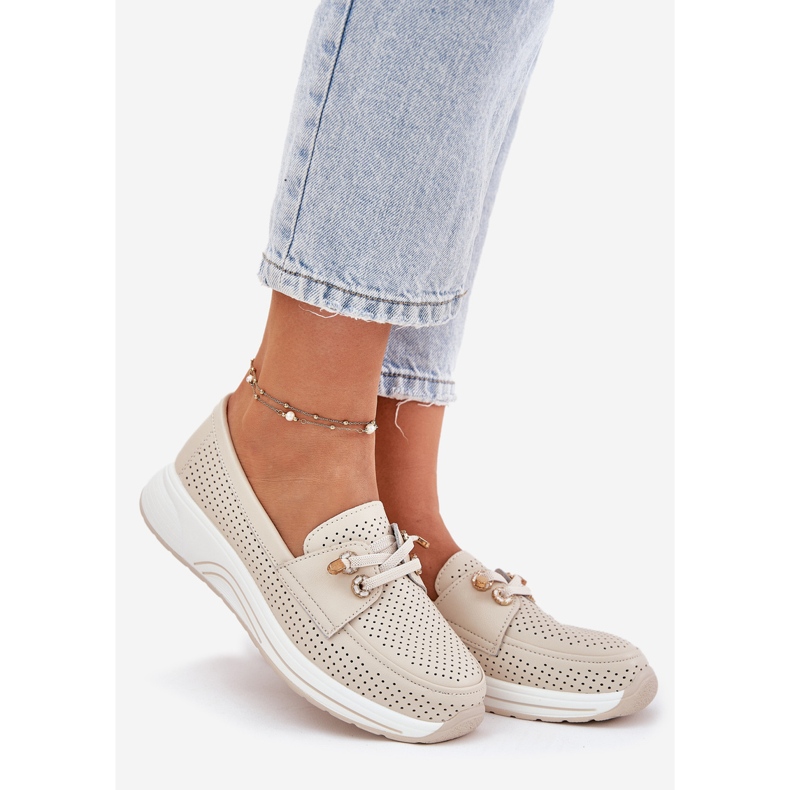 Nahkakengät, jotka on valmistettu luonnollisesta nahasta Artiker 56c2102 beige -alustalla 1