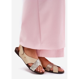 Nahka-sandaalit tarranauhoille zazoo 40141 beige-kultainen 1