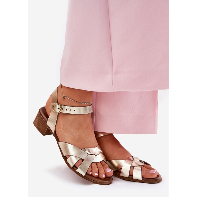 Nahka -sandaalit, joilla on herkkä kantapää Zazoo 40372 kulta kultainen 1