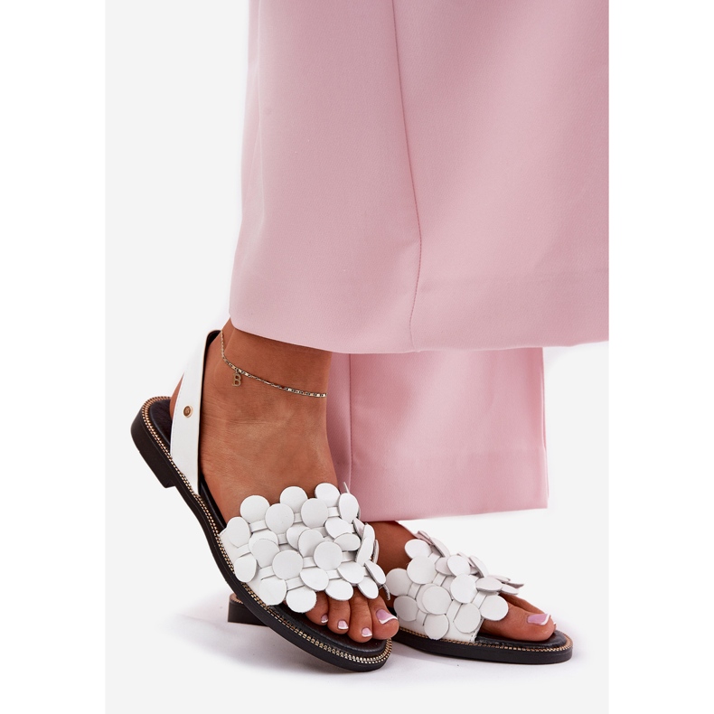 Nahka -sandaalit litteillä korkokengillä Zazoo 40425 valkoinen 1