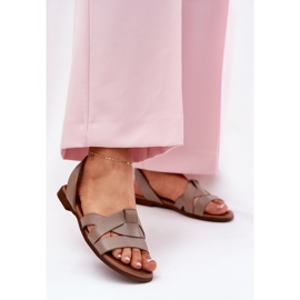 Zazoo 40185 Mukava nahka liukua tummat beige -sandaalit 2