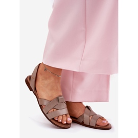 Zazoo 40185 Mukava nahka liukua tummat beige -sandaalit 1