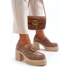 Zazoo 20170 mokkanahkakengät paksulla postilla beige 4