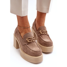 Zazoo 20170 mokkanahkakengät paksulla postilla beige 3