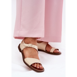 Zazoo 3014 Beige nahka Naisten nahkaiset sandaalit 2