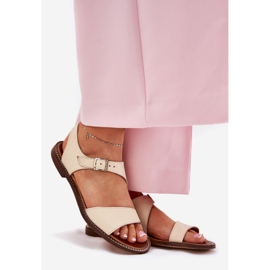 Zazoo 3014 Beige nahka Naisten nahkaiset sandaalit 1