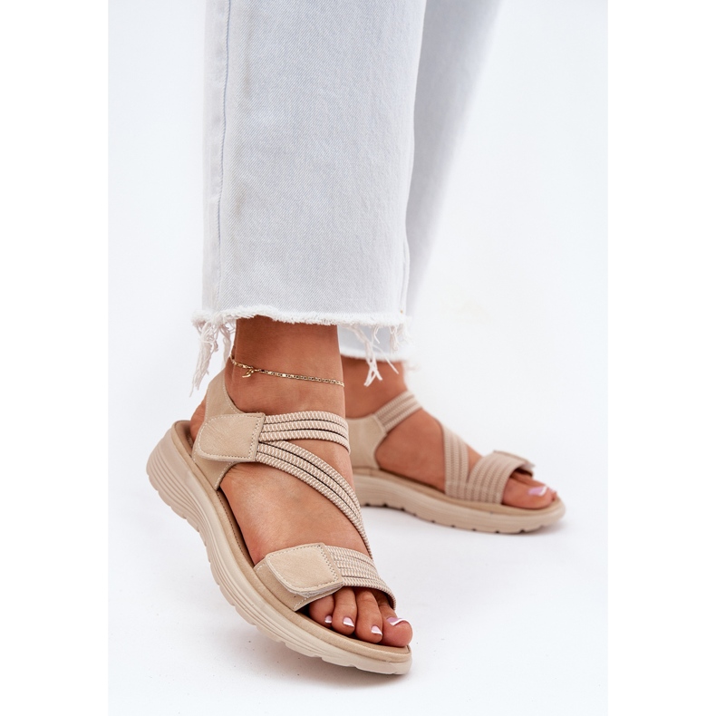 Evento Naisten mukavat tarranauhasandaalit, beige 2