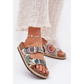 Kuvioidut naisten tossut Cork-alustalla Lee Cooper LCW-25-35-3483L: n monivärinen beige 2