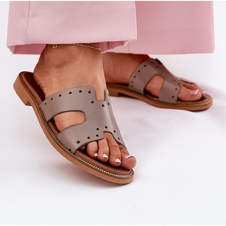 Zazoo 40326 Naisten tossut koristeellisilla leikkauksilla Dark Boon beige 2