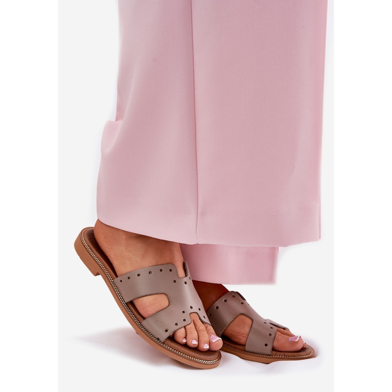 Zazoo 40326 Naisten tossut koristeellisilla leikkauksilla Dark Boon beige 1