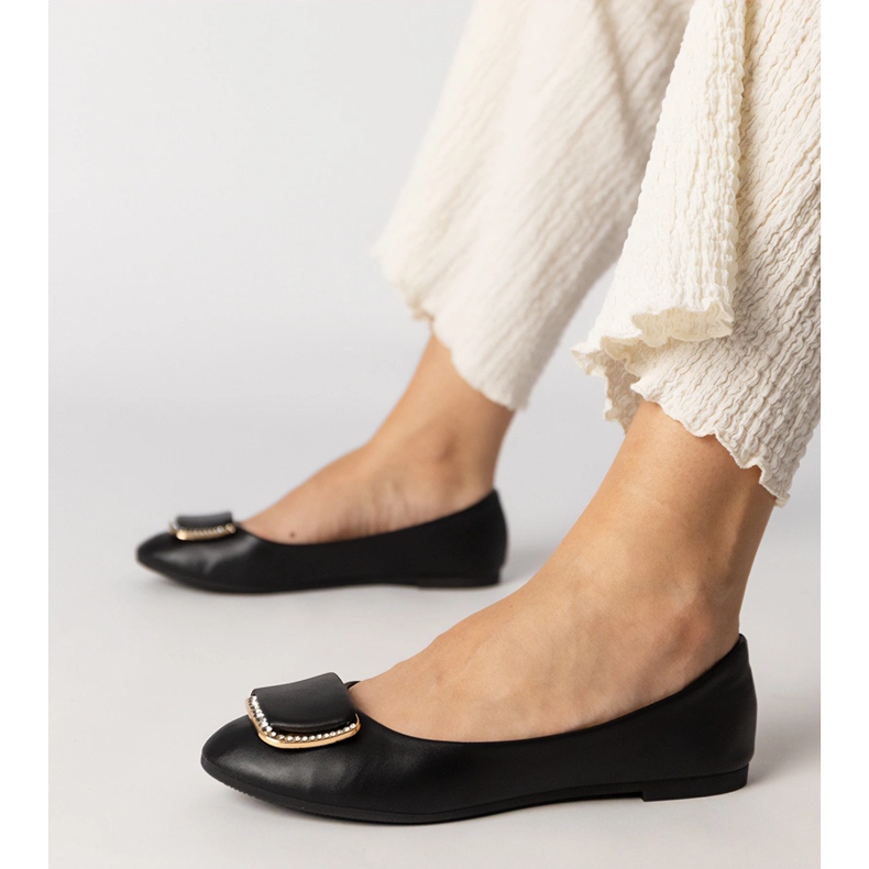 Mustat naisten balleriinit zirkonilla 2