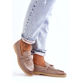 Naisten harmaa nahka beige 4